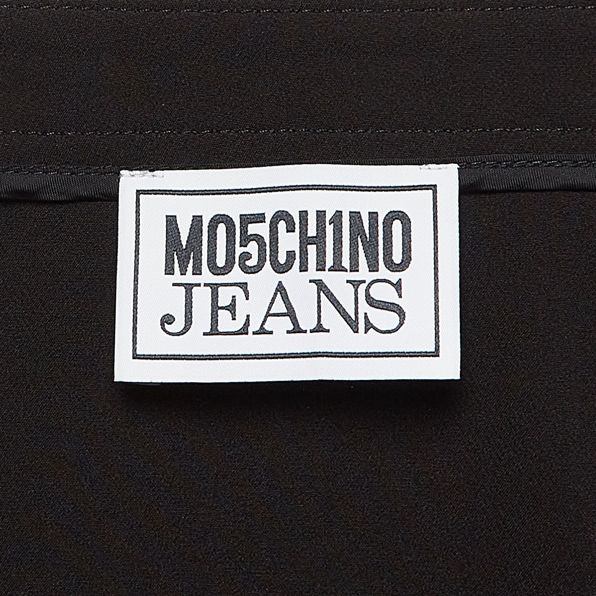 Moschino M05CHIN0 Jeans Black Stretch Crepe Zipper Detail Mini Skirt S 