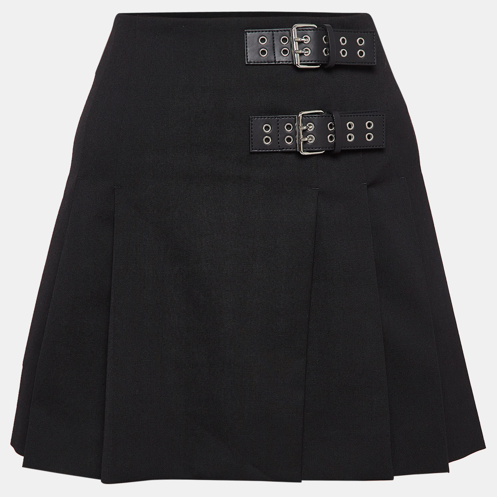 

Moschino M05CHIN0 Black Pleated Buckle Detail Skirt M