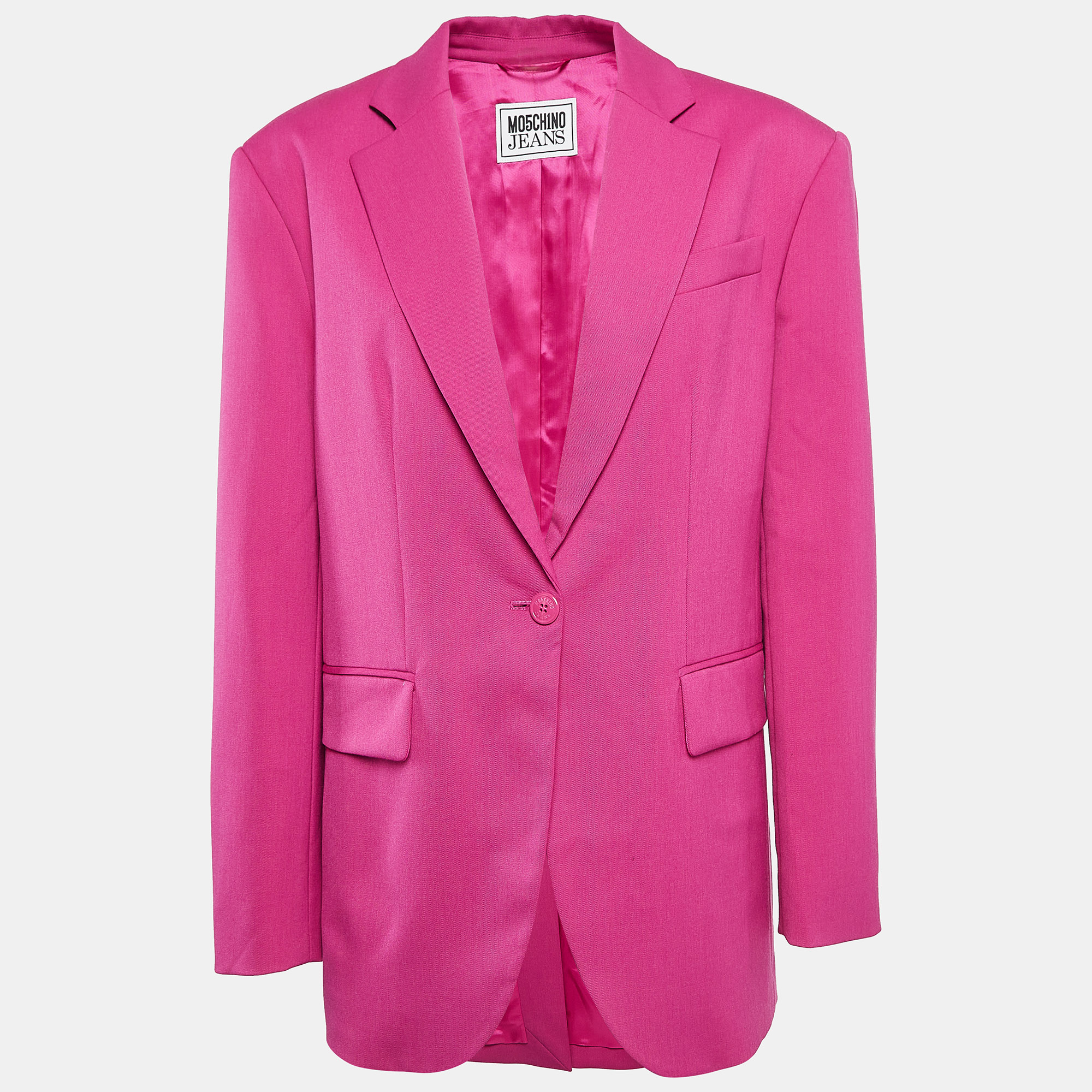 

Moschino M05CH1N0 Jeans Fuchsia Pink Gabardine Oversized Blazer S