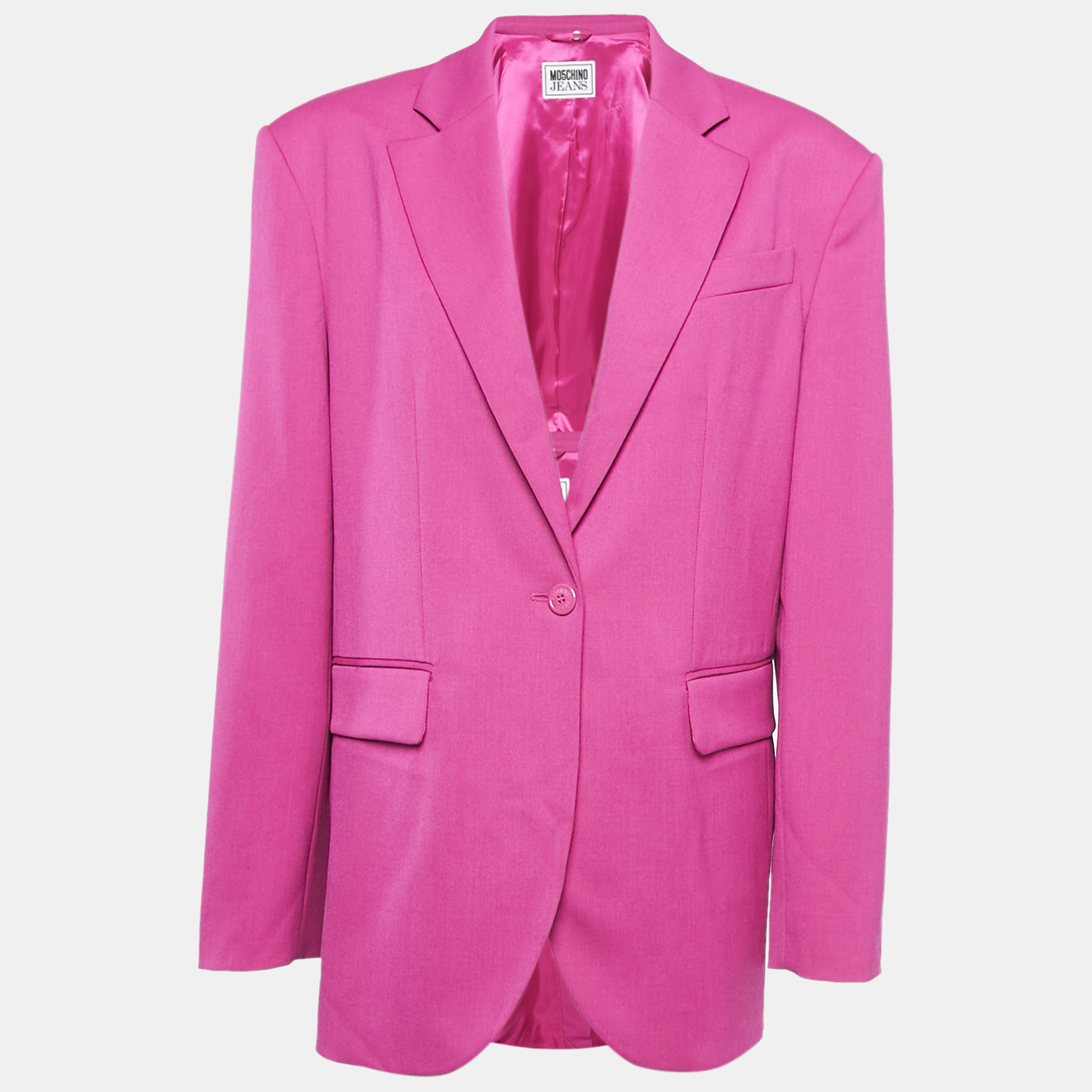 

Moschino Jeans Fuchsia Pink Wool Blend Button Front Blazer M