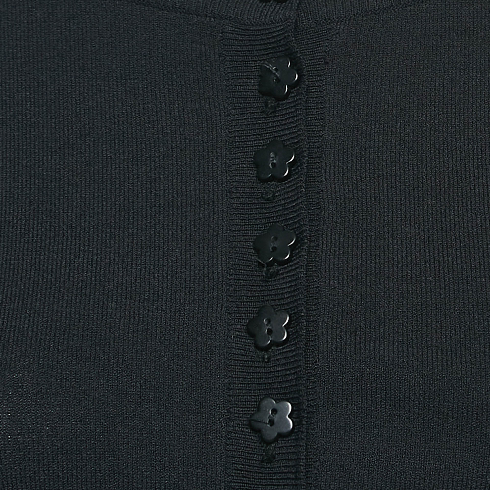Moschino Jeans Black Stretch Knit Buttoned Crop Cardigan M 