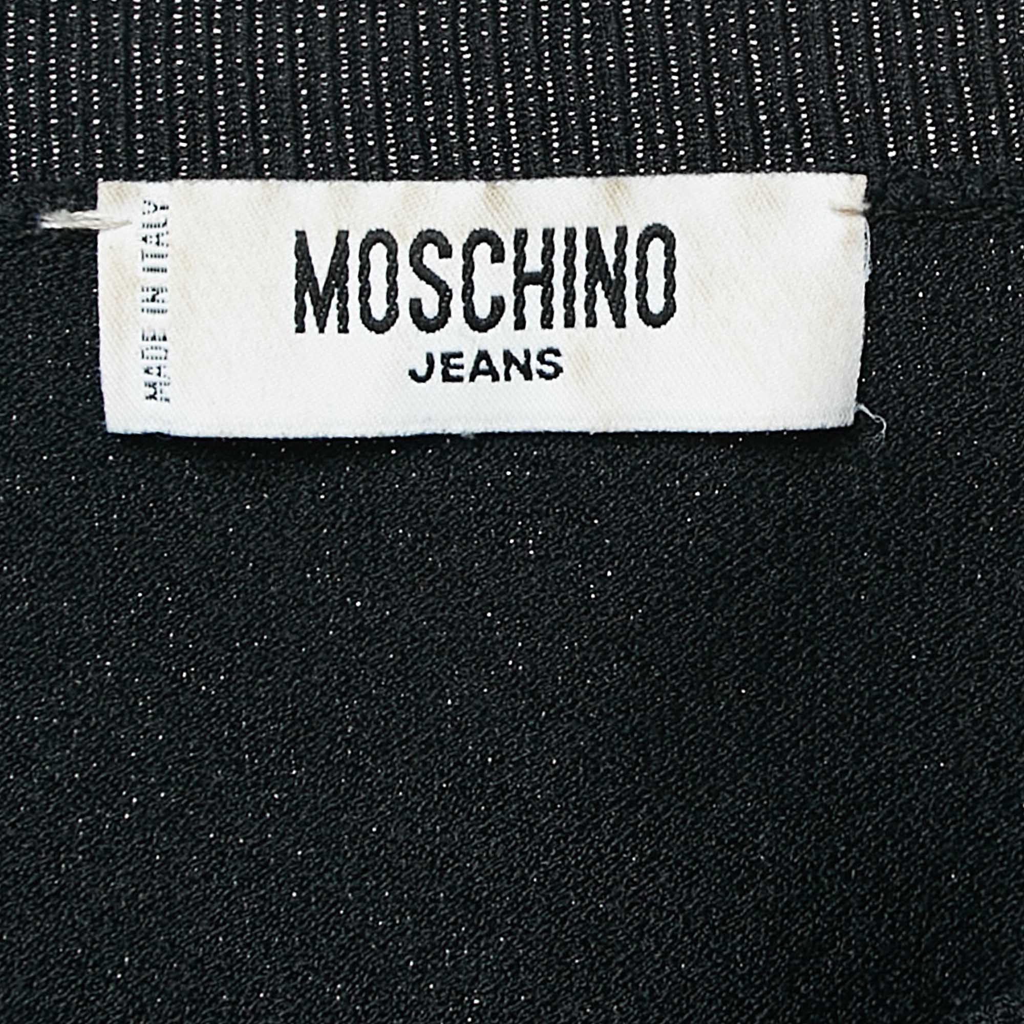 Moschino Jeans Black Stretch Knit Buttoned Crop Cardigan M 