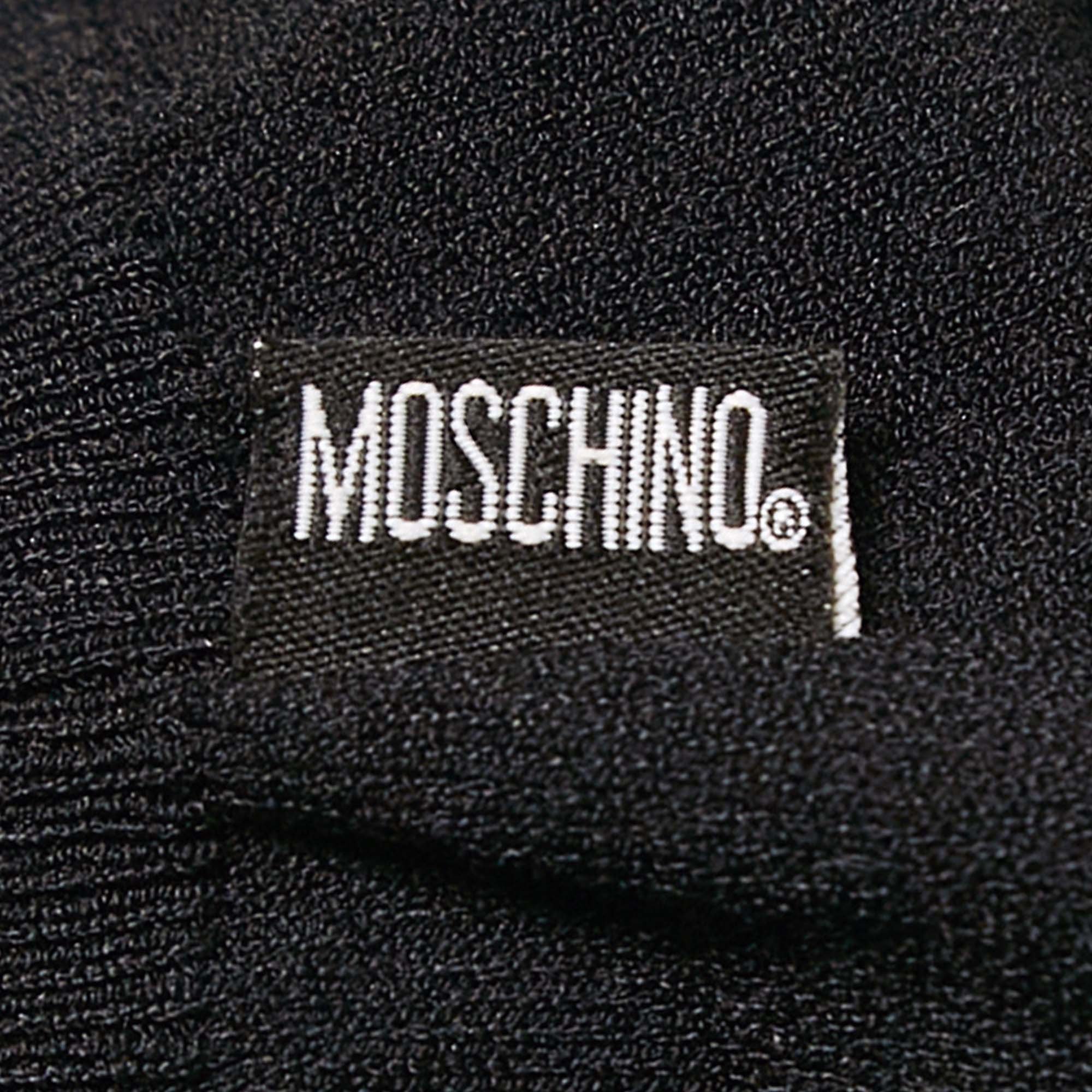 Moschino Jeans Black Stretch Knit Buttoned Crop Cardigan M 