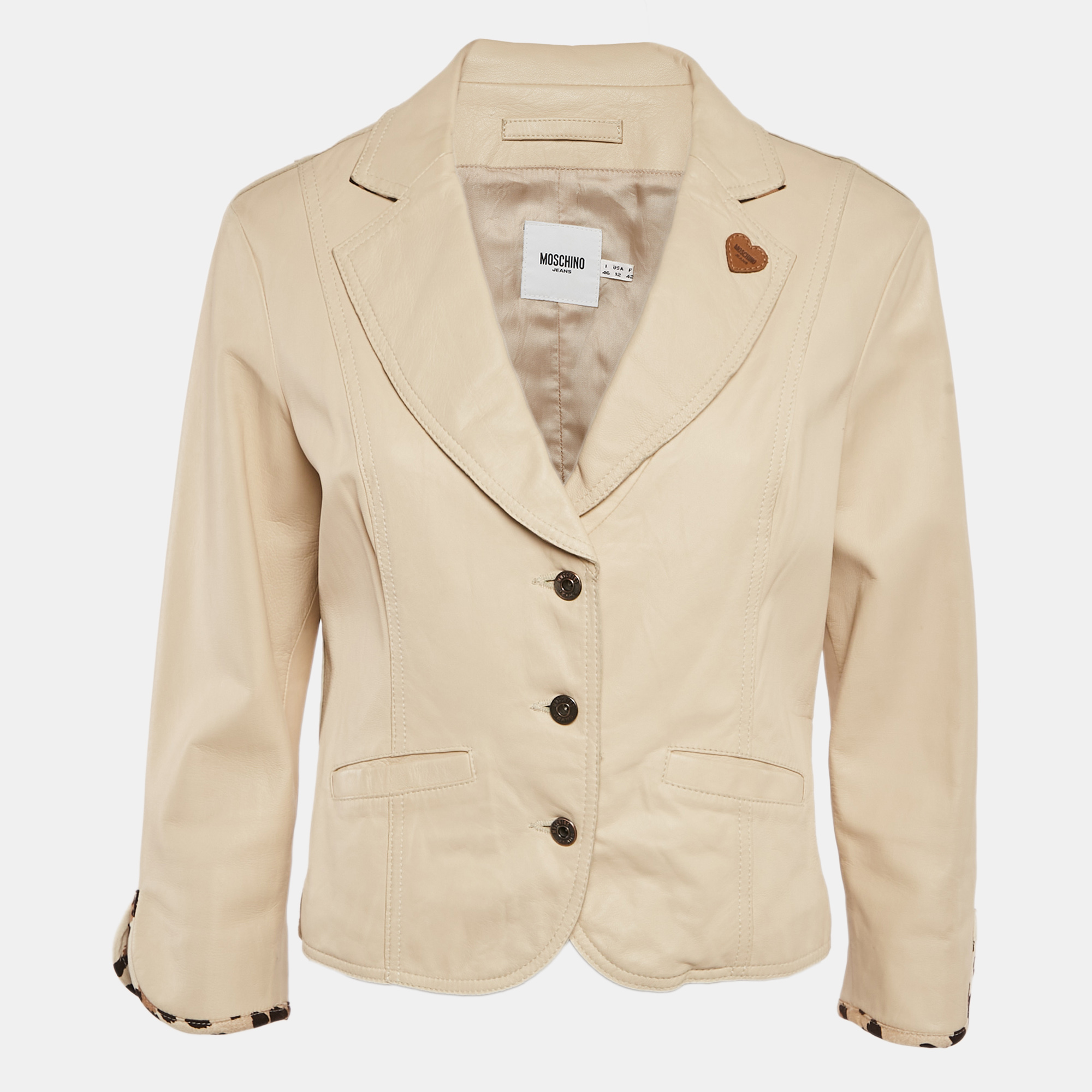 

Moschino Jeans Beige Leather Jacket L