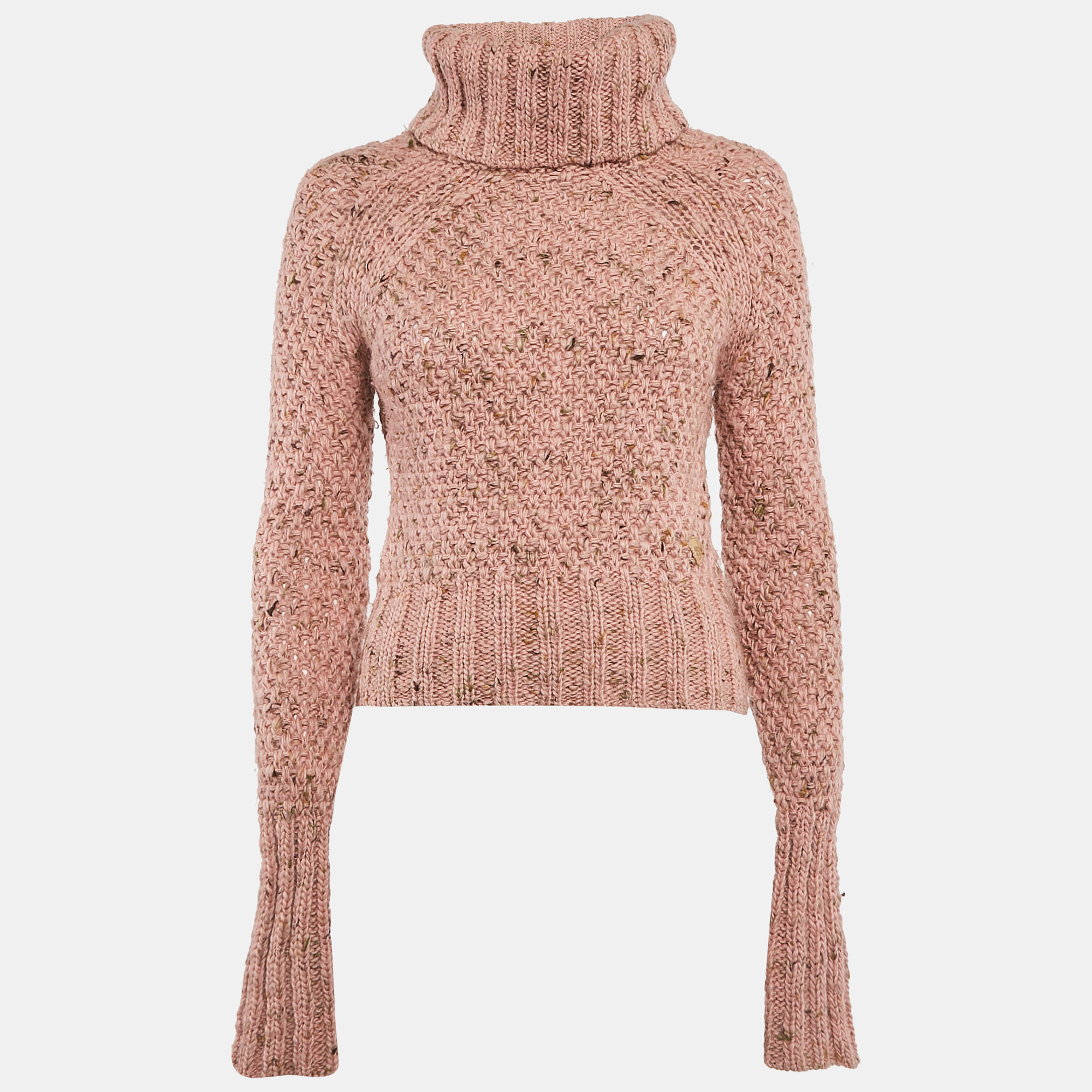 

Moschino Jeans Pink Wool Crochet Turtle Neck Sweater S