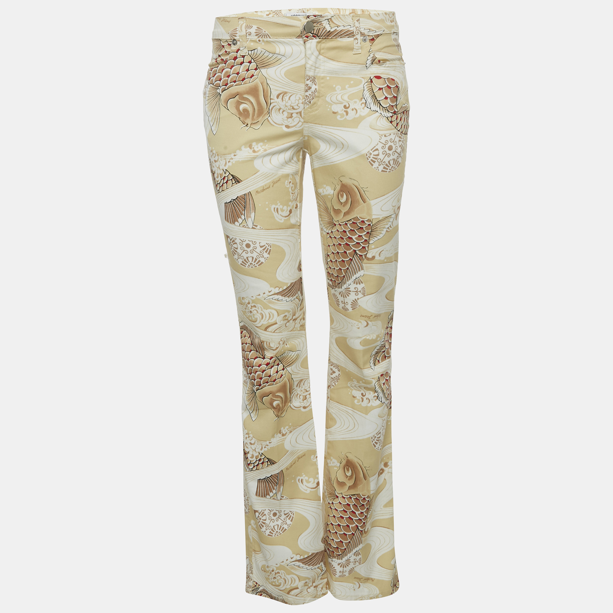 

Moschino Jeans Cream Printed Denim Jeans S Waist 28"