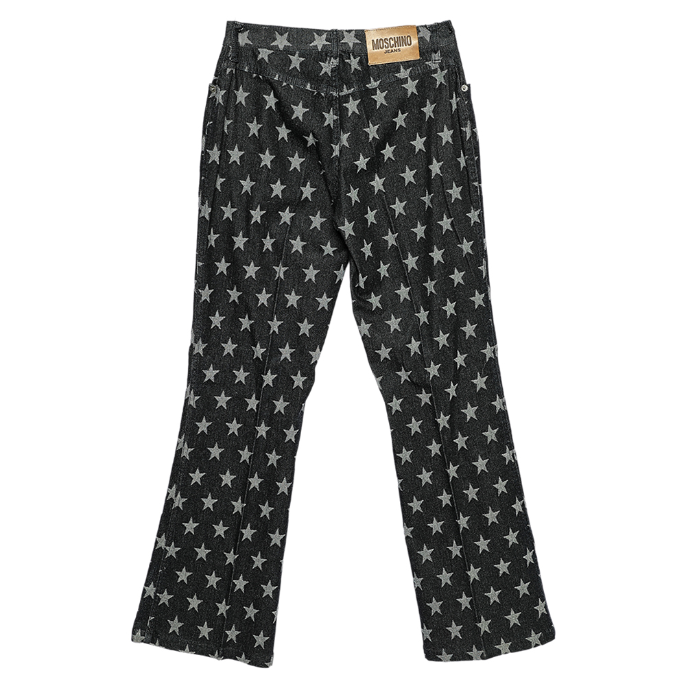 Moschino Jeans Black Star Print Denim Flared Leg Jeans S  - buy with discount