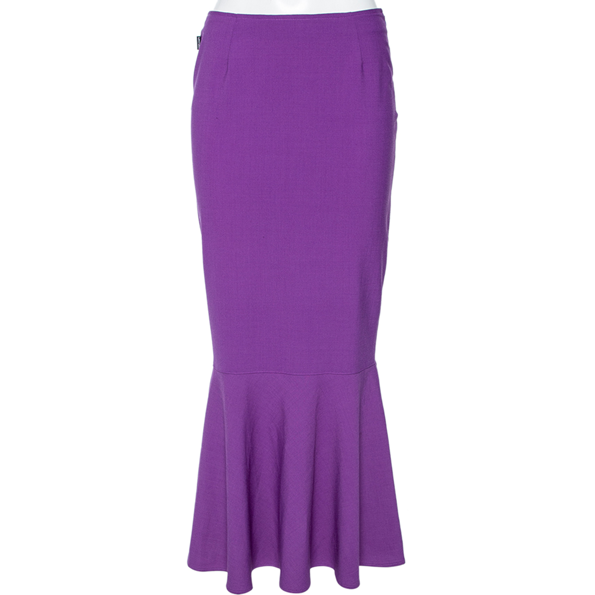 

Moschino Jeans Purple Wool Blend Ruffle Hem Midi Skirt