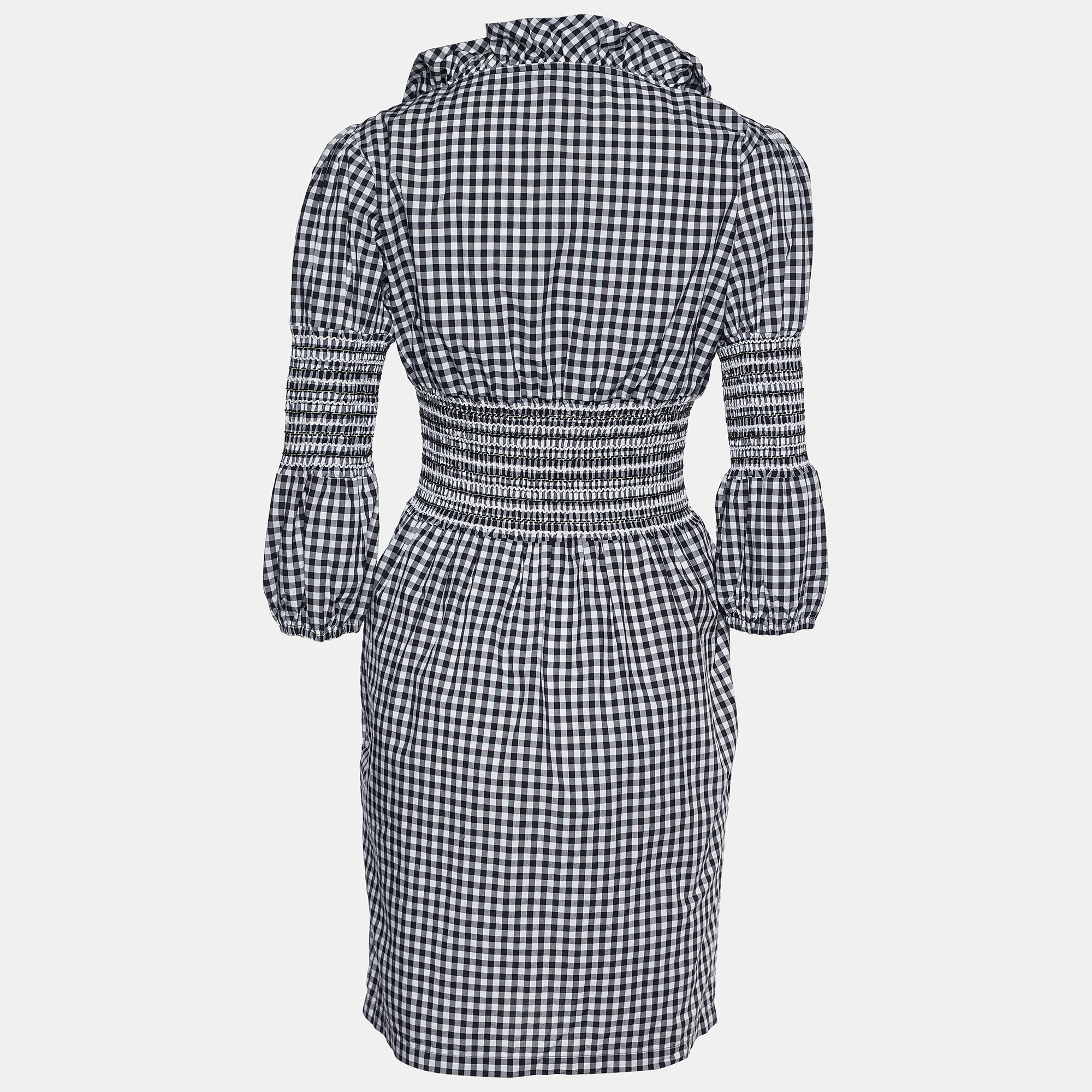 

Moschino Jeans Monochrome Gingham Check Cotton Dress, Black