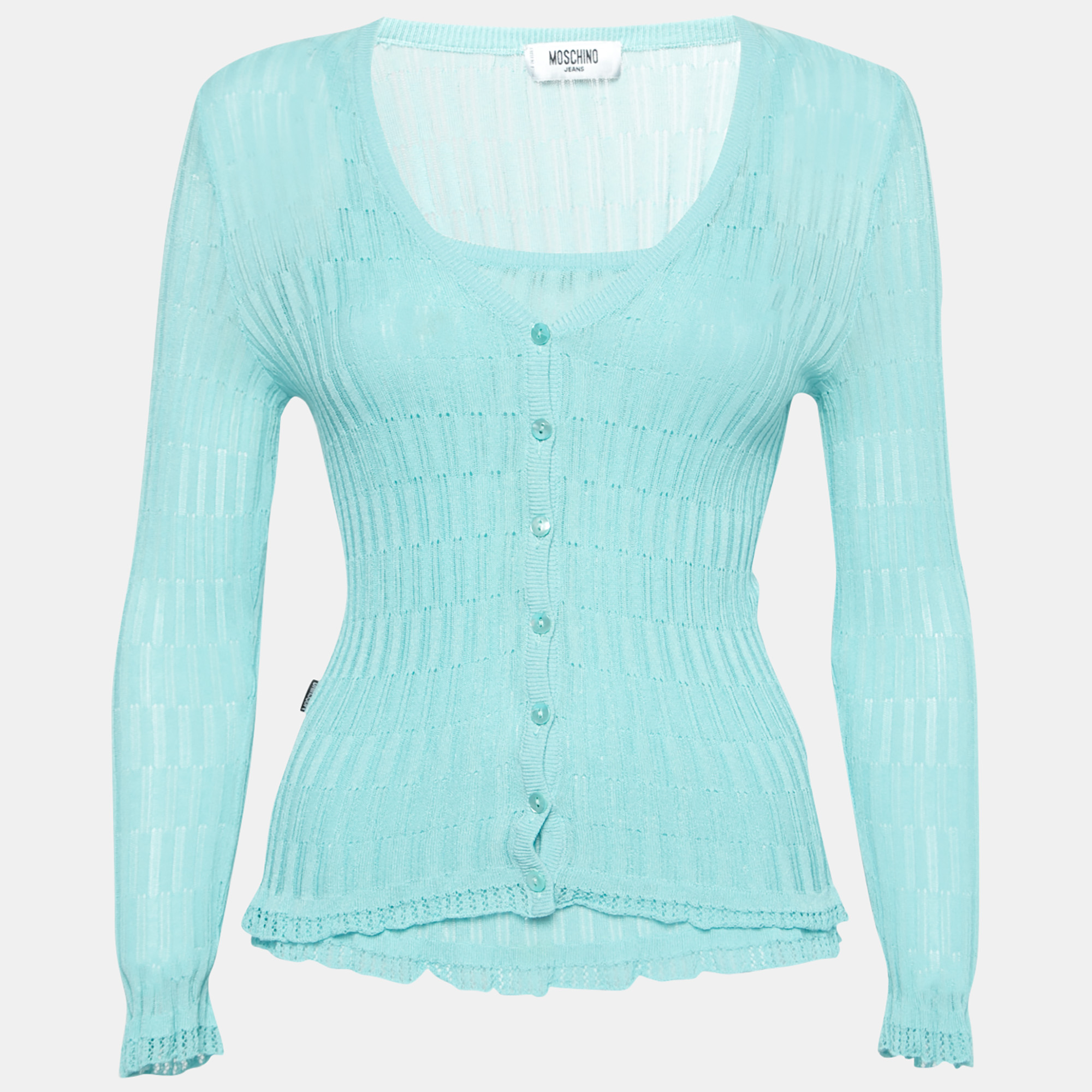 

Moschino Jeans Blue Knit Sleeveless Top & Button Front Cardigan Set