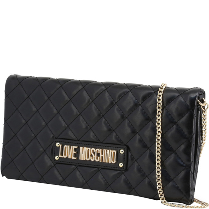 

Love Moschino Black Quilted Faux Leather Clutch Bag