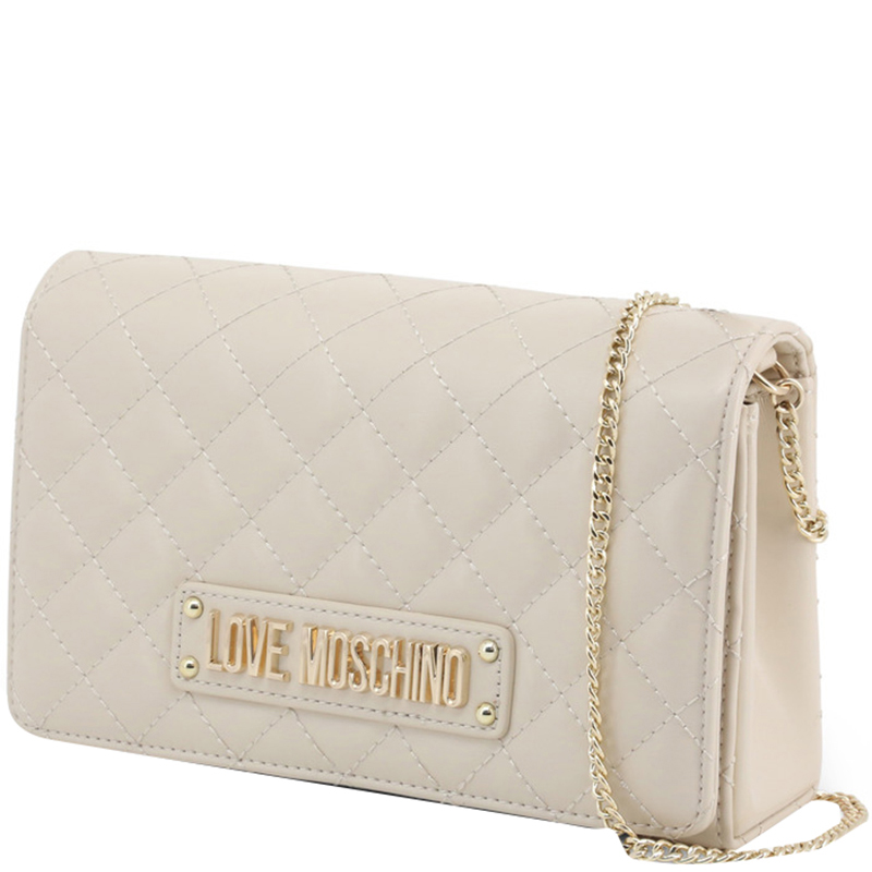 

Love Moschino White Quilted Faux Leather Clutch Bag