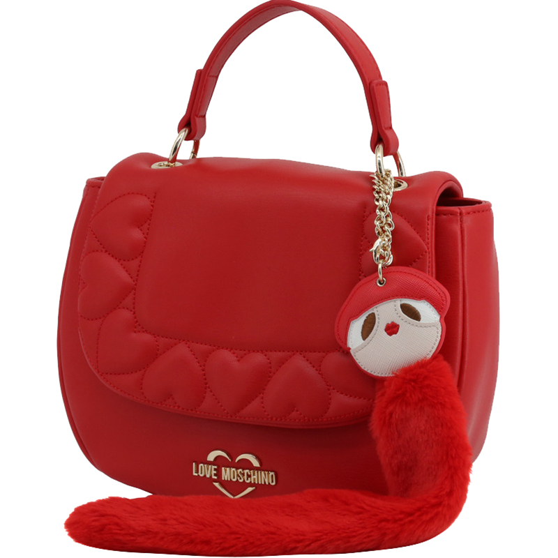 

Love Moschino Red Faux Leather Heart Embossed Top Handle Bag