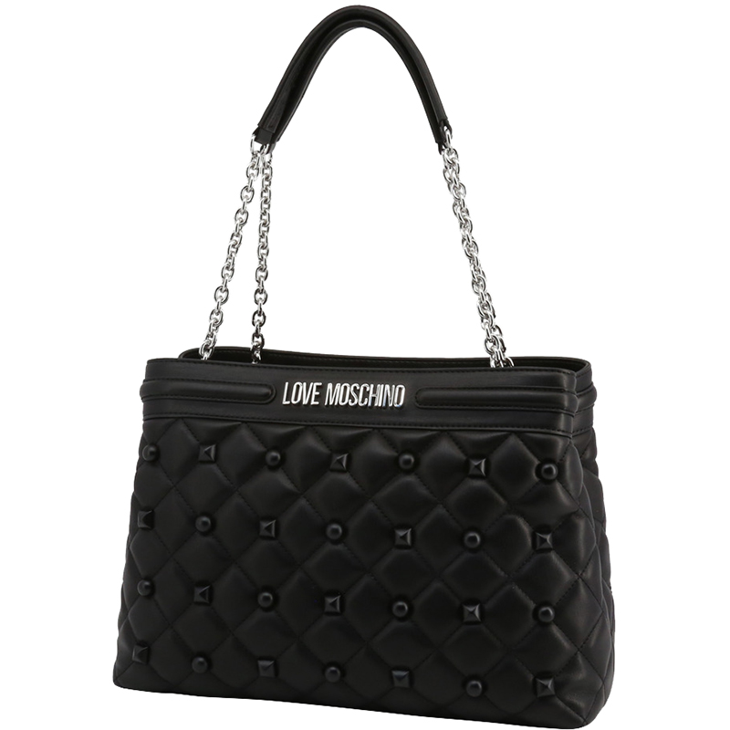 

Love Moschino Black Quilted Faux Leather Studded Tote