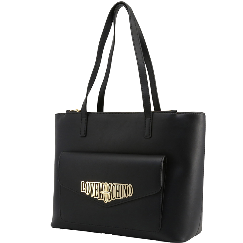 

Love Moschino Black Faux Leather Pocket Shopping Tote