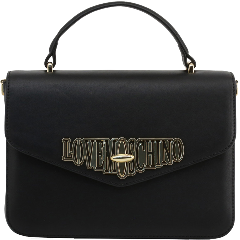 Pre Owned Love Moschino Black Faux Leather Top Handle Bag