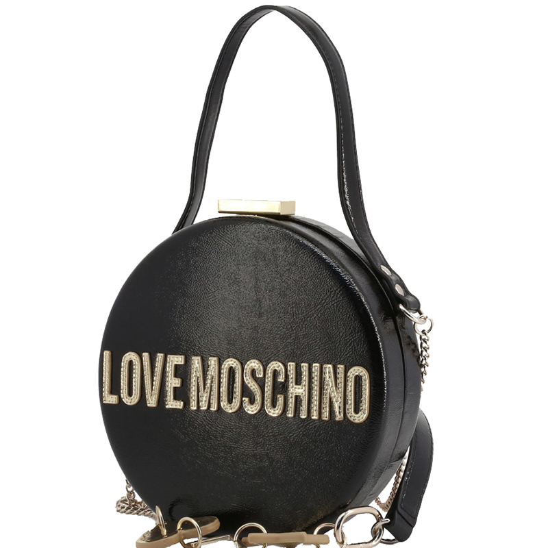 

Love Moschino Black Faux Shiny Leather Round Crossbody Bag