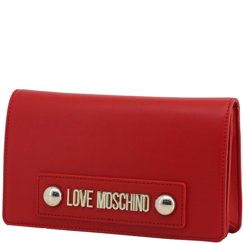 

Love Moschino Red Faux Leather Scarf Clutch Bag