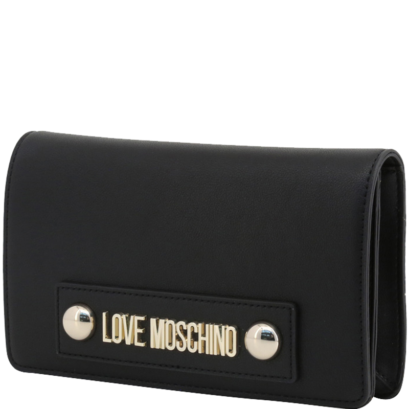 

Love Moschino Black Faux Leather Scarf Clutch Bag