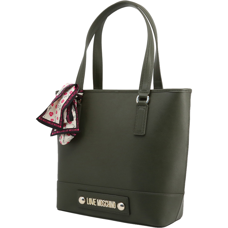

Love Moschino Dark Green Faux Leather Scarf Tote
