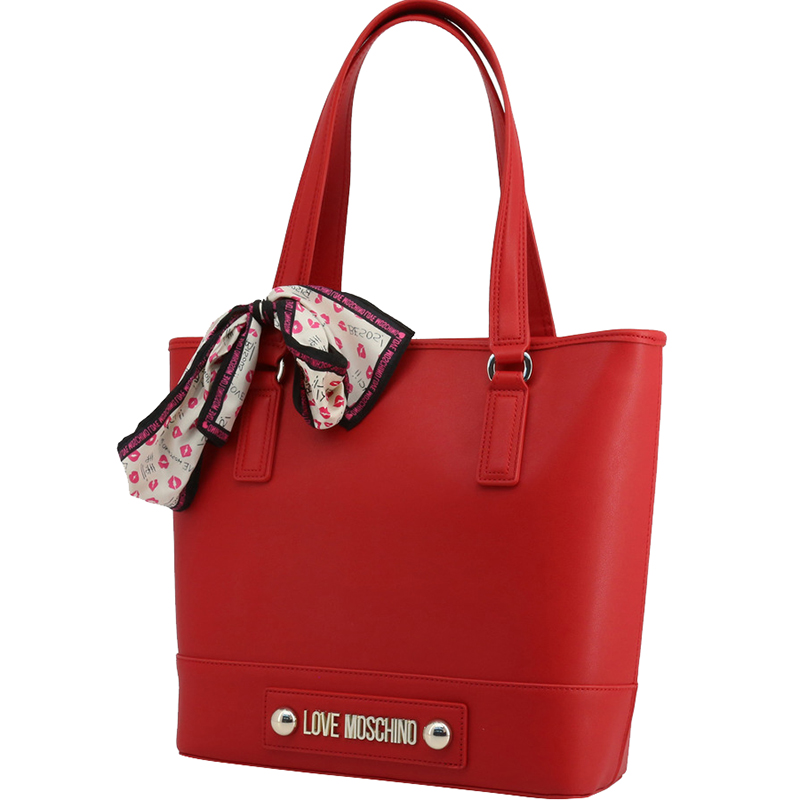 

Love Moschino Red Faux Leather Scarf Tote
