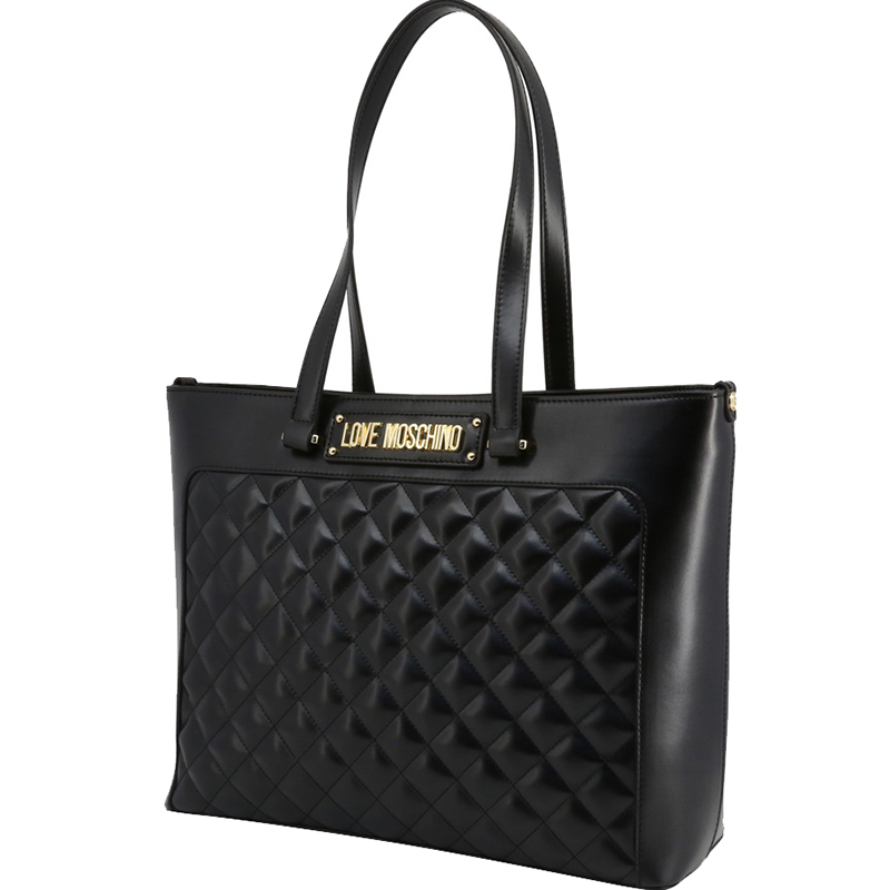 

Love Moschino Black Quilted Faux Leather Shopping Tote