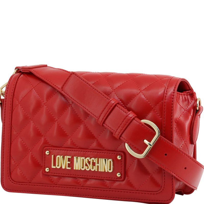 

Love Moschino Red Quilted Faux Leather Crossbody Bag
