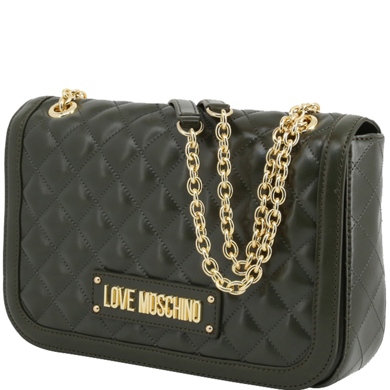 

Love Moschino Dark Green Quilted Faux Leather Chain Shoulder Bag