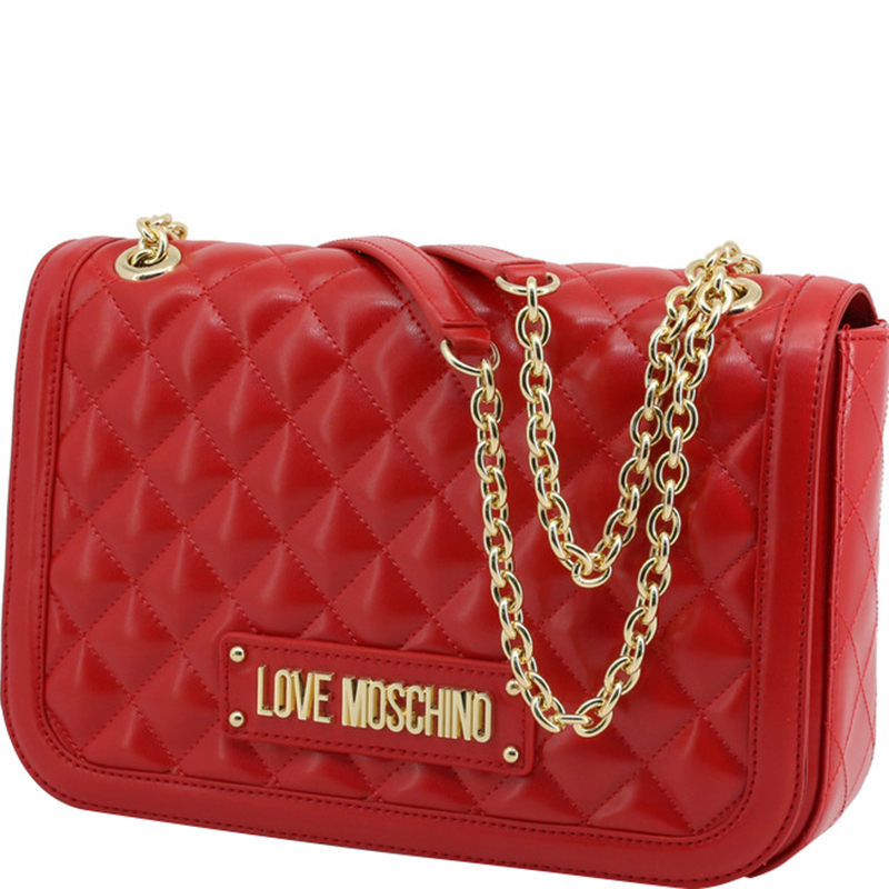 

Love Moschino Red Quilted Faux Leather Chain Shoulder Bag