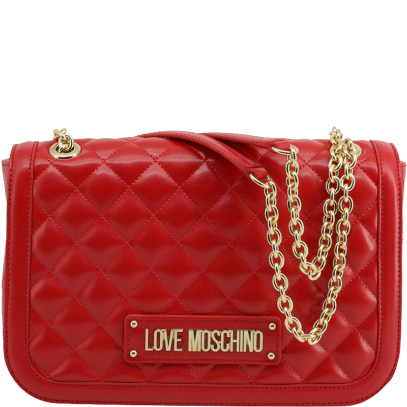 love moschino red quilted bag