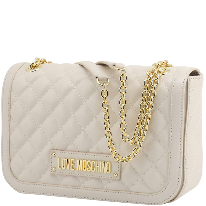 

Love Moschino White Quilted Faux Leather Chain Shoulder Bag