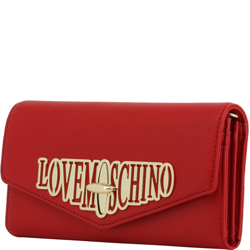 

Love Moschino Red Faux Leather Envelope WOC Clutch Bag