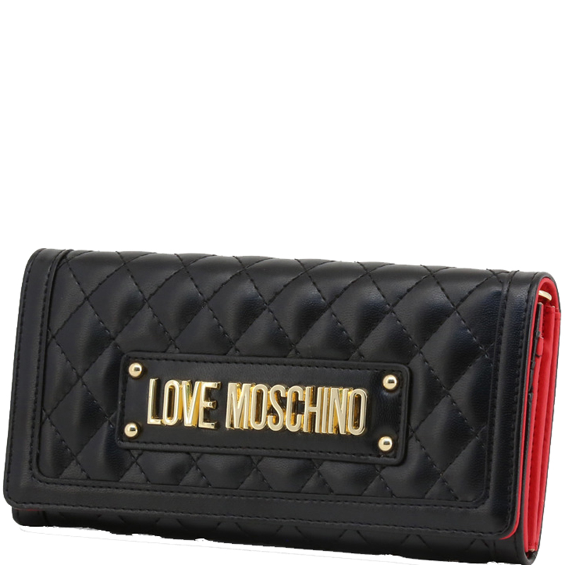 

Love Moschino Black Quilted Faux Leather WOC Clutch Bag