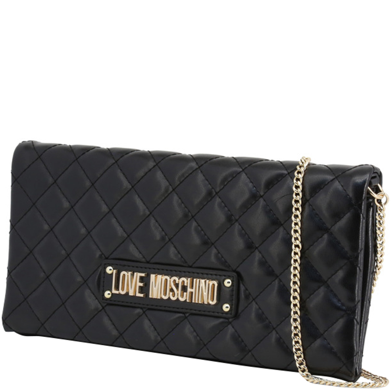 

Love Moschino Black Quilted Faux Leather Clutch Bag