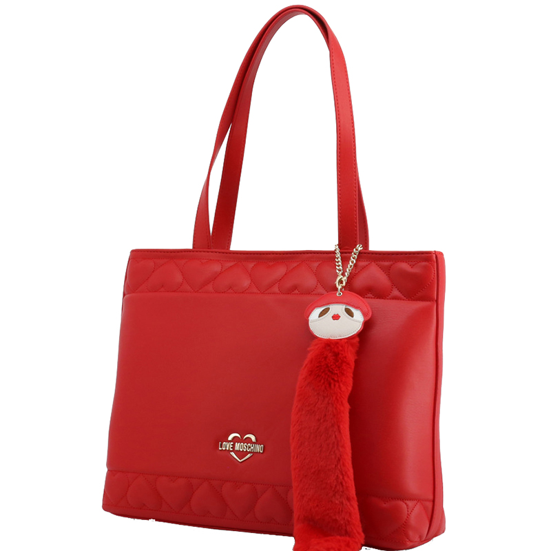 

Love Moschino Red Quilted Faux Leather Tote
