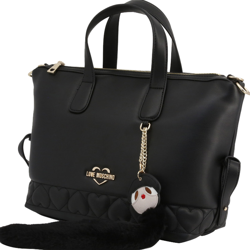

Love Moschino Black Quilted Faux Leather Top Handle Bag
