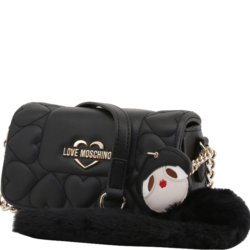 

Love Moschino Black Faux Leather Heart Embossed Crossbody Bag