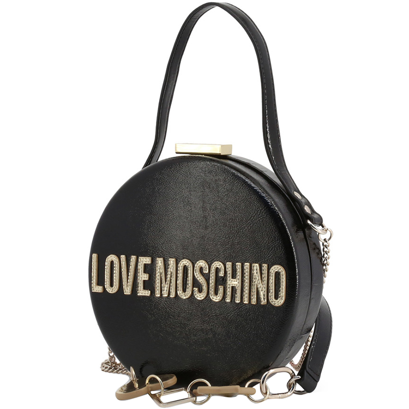 

Love Moschino Black Faux Shiny Leather Round Crossbody Bag