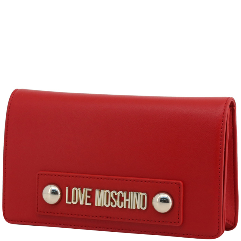 

Love Moschino Red Faux Leather Scarf Clutch Bag