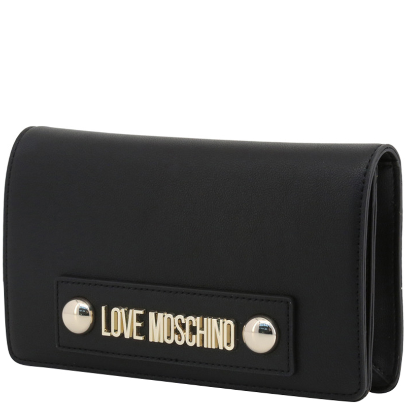 

Love Moschino Black Faux Leather Scarf Clutch Bag