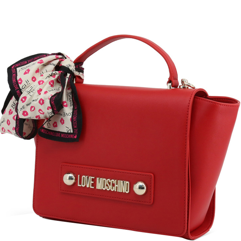 

Love Moschino Red Faux Leather Scarf Top Handle Bag