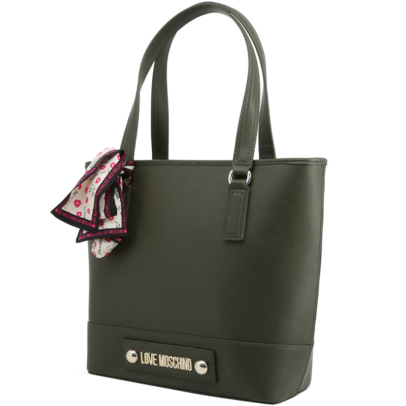 

Love Moschino Dark Green Faux Leather Scarf Tote