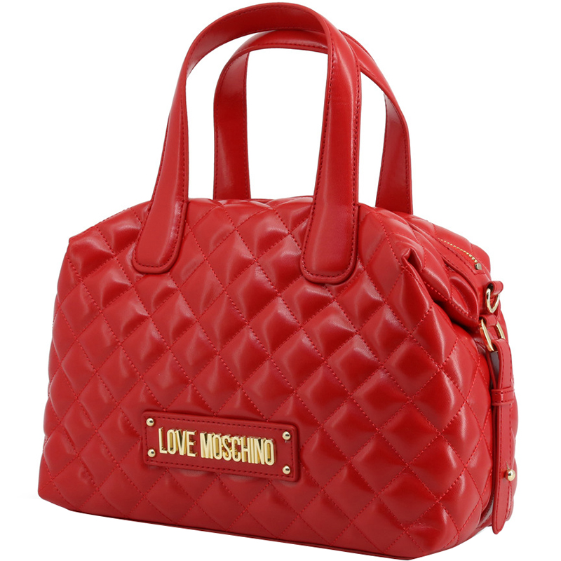 

Love Moschino Red Quilted Faux Leather Satchel Bag
