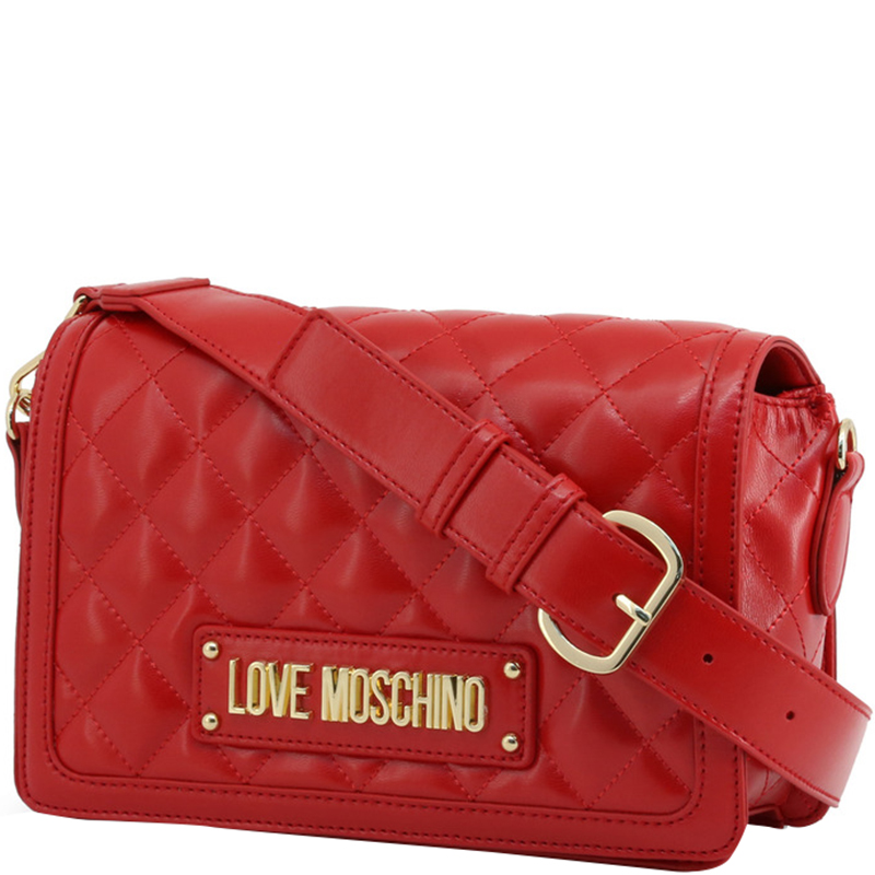 

Love Moschino Red Quilted Faux Leather Crossbody Bag
