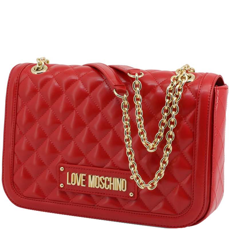 

Love Moschino Red Quilted Faux Leather Chain Shoulder Bag