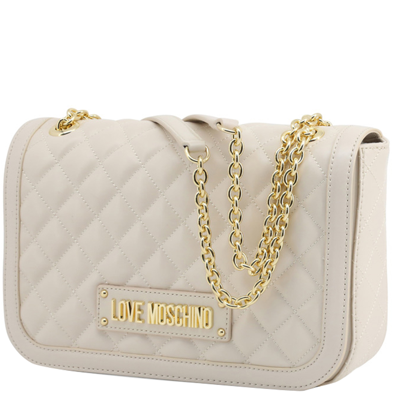 

Love Moschino White Quilted Faux Leather Chain Shoulder Bag