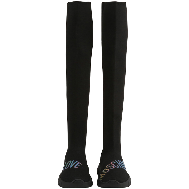 

Love Moschino Black Fabric High Knee Boots Size