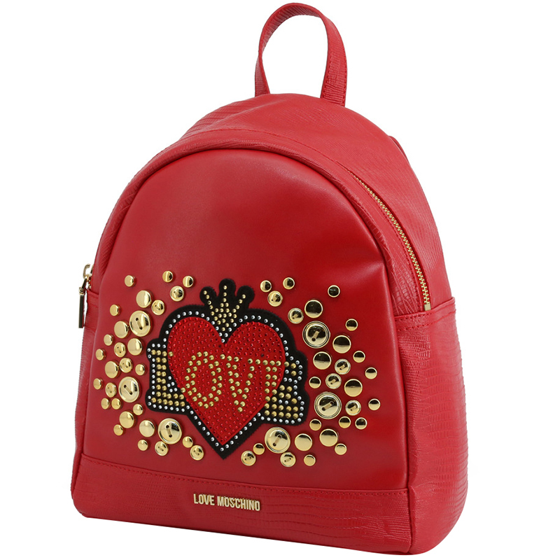 

Love Moschino Red Faux Leather Applique Backpack