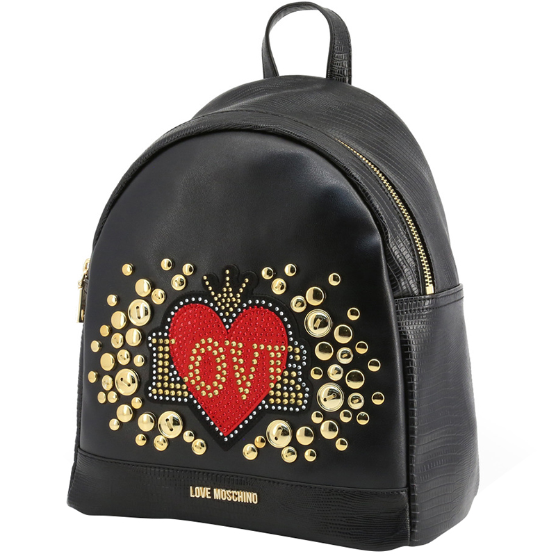 

Love Moschino Black Faux Leather Applique Backpack