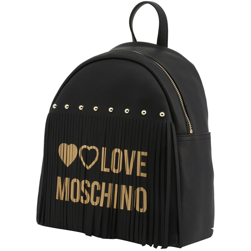 

Love Moschino Black Faux Leather Fringe Backpack